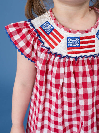 American Flag Smocked 100% Cotton Dress