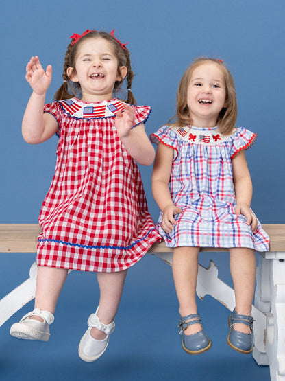 American Flag Smocked 100% Cotton Dress