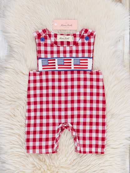 American Flag Smocked 100% Cotton Johnny