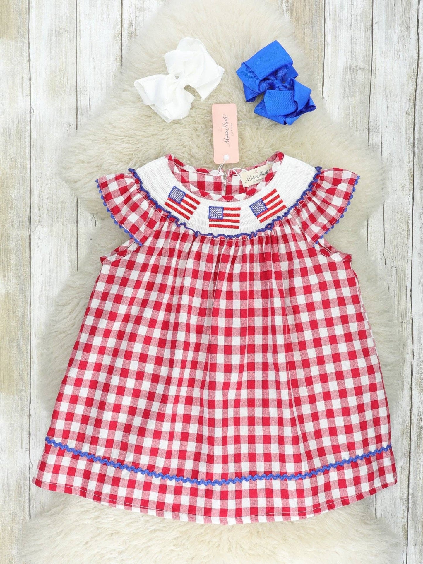 American Flag Smocked 100% Cotton Dress