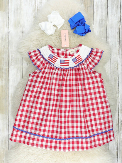 American Flag Smocked 100% Cotton Dress