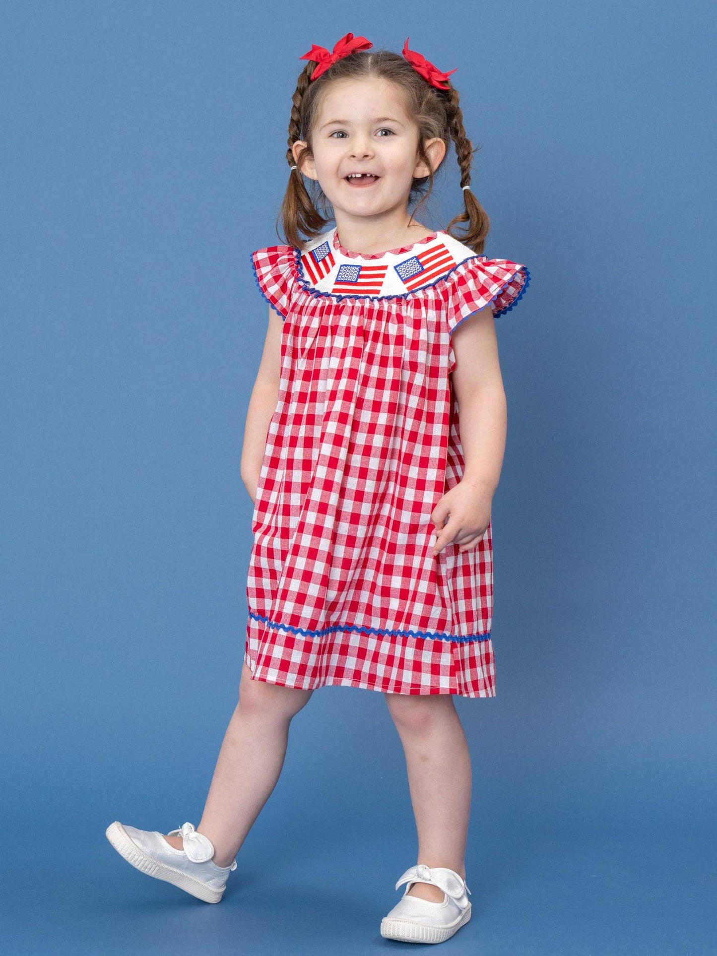 American Flag Smocked 100% Cotton Dress
