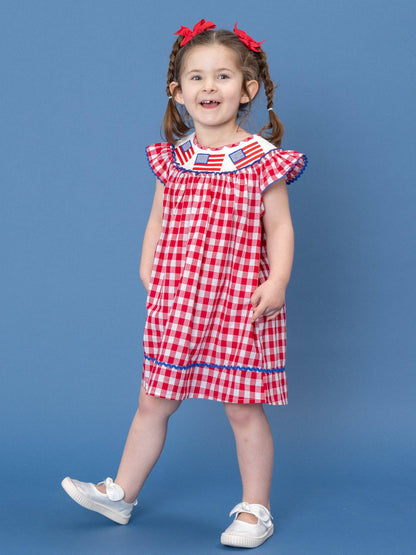 American Flag Smocked 100% Cotton Dress