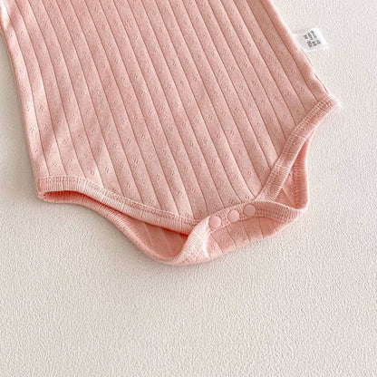 Baby Onesie Short Sleeve Ruffle Collar Ribbed Knit
