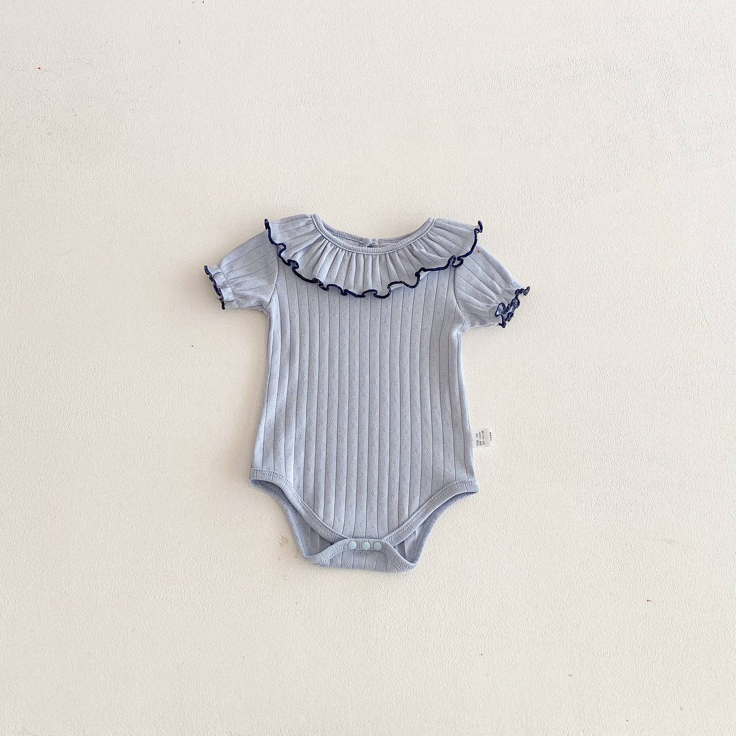 Baby Onesie Short Sleeve Ruffle Collar Ribbed Knit