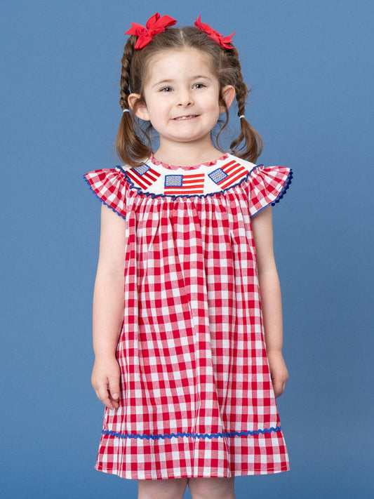 American Flag Smocked 100% Cotton Dress
