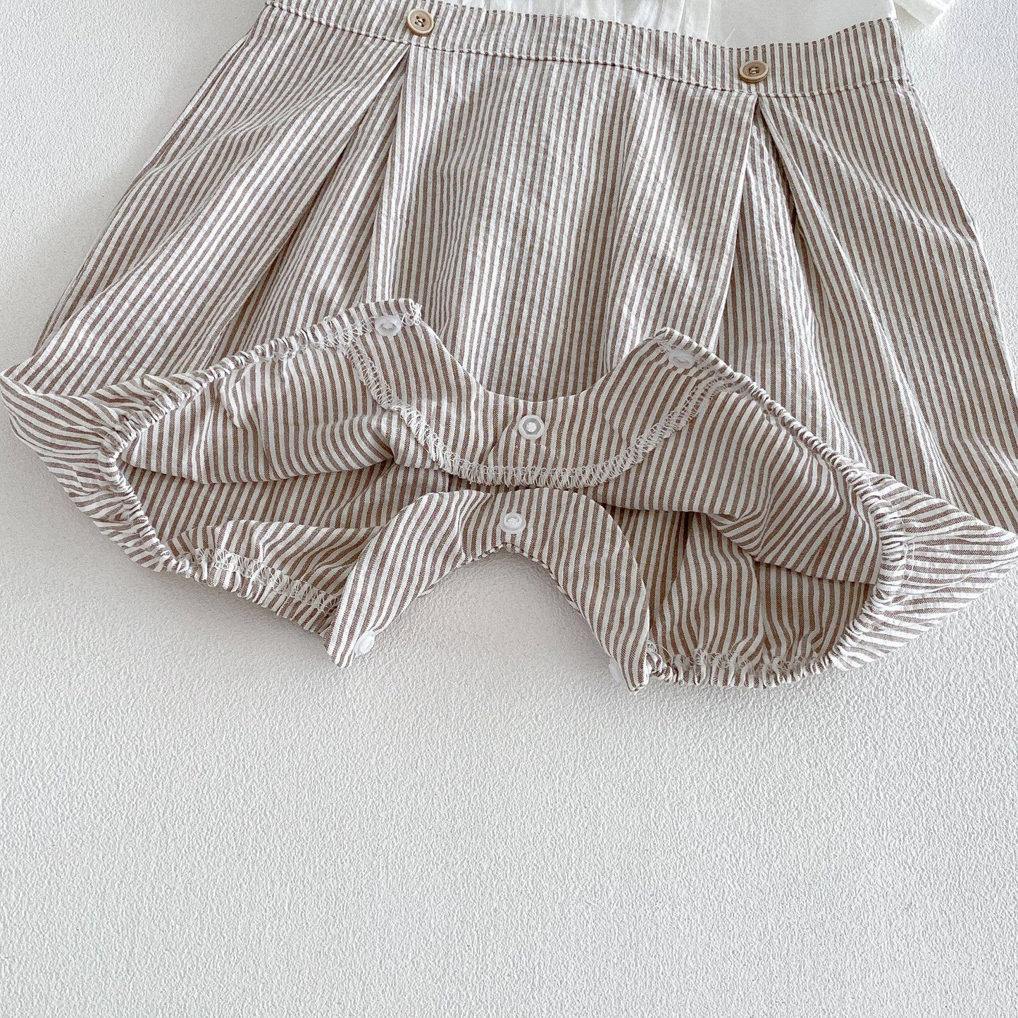 Baby Boy Romper Short Sleeve Peter Pan Collar Bow Tie